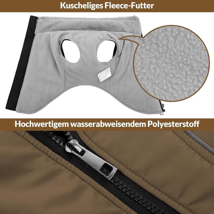 Зимовий теплий водонепроникний теплий одяг для собак Konvinit, розмір L, колір коричневий (обхват грудей 62 см)