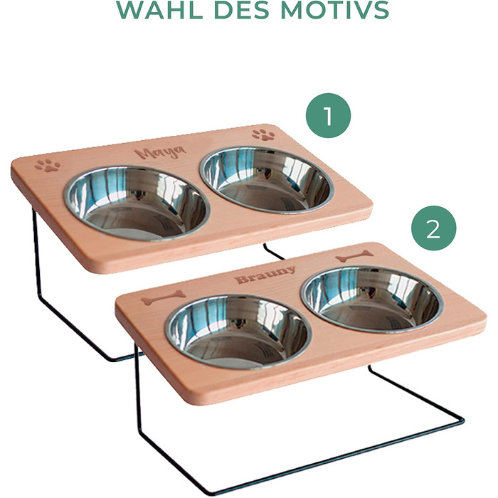 LAUBLUST: Годівниця для собак з іменем, об'єм 0,75 л, піднята годівниця, аксесуари для собак, підставка під миску, годівниця для котів, 41,5 x 25 x 18 см