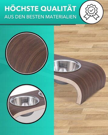 Набір мисок для котів MilaCasa Katzennapf - 2 шт. з піднятою платформою, з дерева волоського горіха