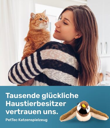 PetTec Інтерактивна електрична іграшка для котів — рухомий птах з котячою м'ятою, автоматичне самостійне заняття