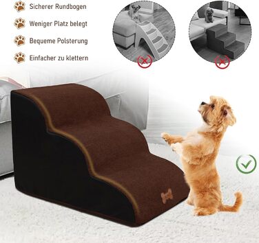 Сходинки для собак Caliyo, 3 сходинки, для маленьких собак та котів, 40 см, знімний чохол, неслизьке дно (60×40×40 см)