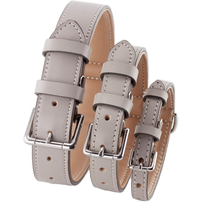 Стійкий нашийник для собак Brute Strength з натуральної шкіри, світло-сірий, розмір M (36-43 см)