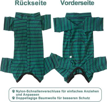Захисний боді для собак після операції Kukaster, для сук, з отворами для лап, захист від випадання шерсті, алергії, стрижки, зелено-чорний в смужку, розмір S