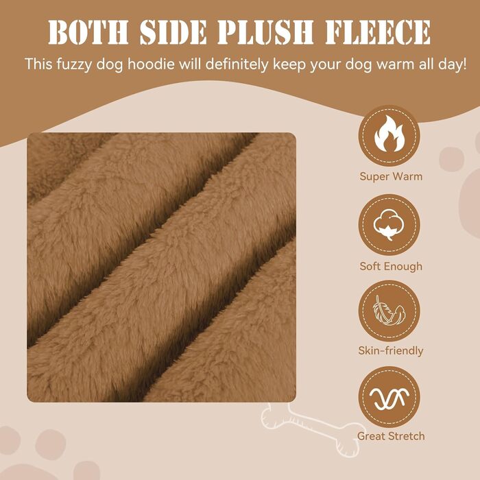 Теплий пуловер для великих собак, з капюшоном, кавового кольору, розмір XL. М'який, зручний, з капюшоном, для екстра великих собак.