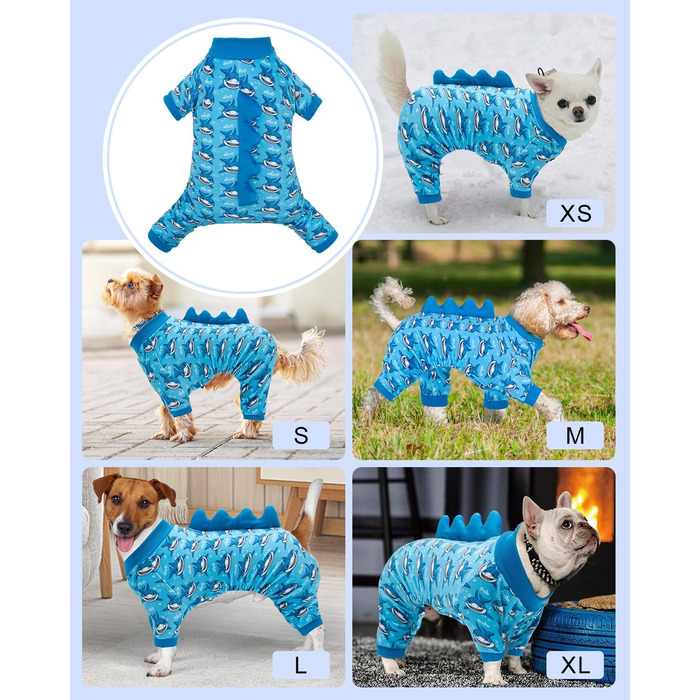 Піжама для собак CuteBone з динозавром, тепла та м'яка, для маленьких собак, тепла та комфортна, COP01-DE (XL, зачіска)