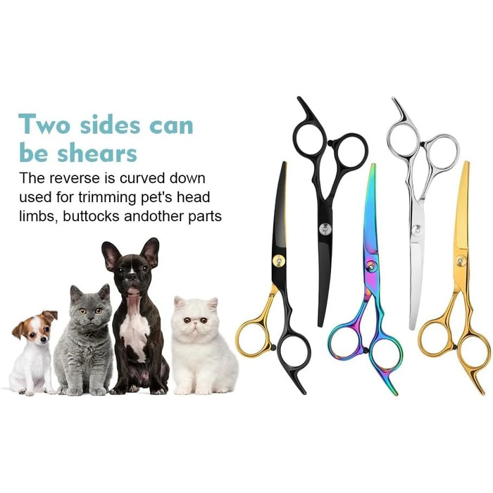 Набір професійних ножиць для собак 3 в 1 - Violett. Ножиці для грумінгу собак, котів та інших тварин. Прямі, зубчасті та вигнуті ножиці.