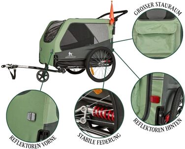 Причеп для собак Cruvado Knuffelwuff: фальш, легкий, стабільний, до 45 кг, з безпековою лінією та від комарами