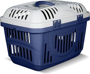 Транспортна переноска для кота Snugsy - Автомобільна переноска для котів з ручкою та затискачами - Пластикова переноска 49x34x32 см сірого та кремового кольору