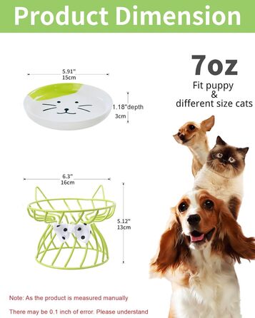 Керамічні годівниці для котів набором 4 шт., підняті миски з підставкою, годівниця для домашніх котів, зменшує напругу в шиї, зручні для вусів, для кошенят, котів, цуценят, миється в посудомийній машині, 4 кольори миска+підставка