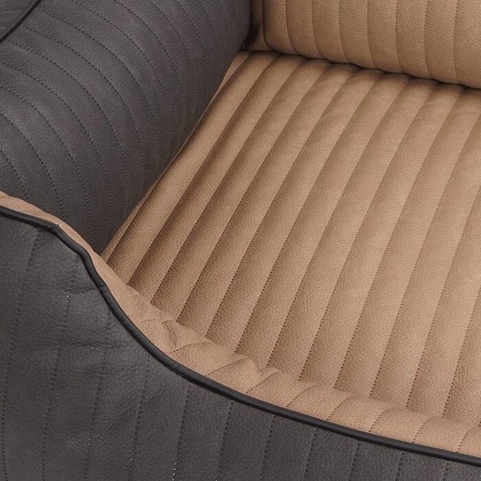 Ортопедичне собаче ліжко Knuffelwuff Outback XXL з лазерного стежчастого штучного шкіряного покриття, 120 x 85 см - Знімний чохол - Легко чистити - для великих, середніх та маленьких собак (Чорний/Капучино)