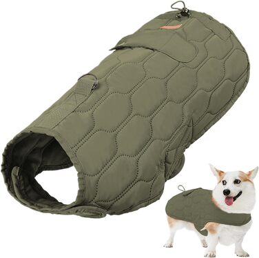 Зимовий теплий одяг для собак - тепла вітрозахисна жилетка для собак, одяг для собак на холодну зиму, зручна куртка для маленьких, середніх та великих собак (зелений)