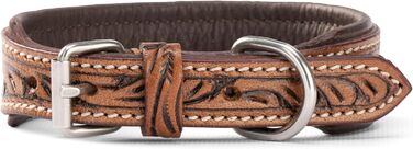Стильний шкіряний нашийник для собак Джек Рассел від Abey: нашийник з буйволячої шкіри, вишуканий дизайн з різьбленням, м'яка підкладка (S, 26-34 см)