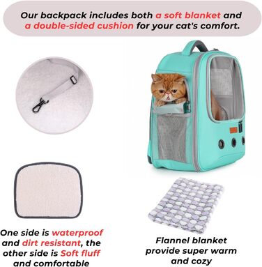 Рюкзак для кота та маленького собаки Lollimeow - зелений, для подорожей літаком, ідеальний для кошенят та цуценят