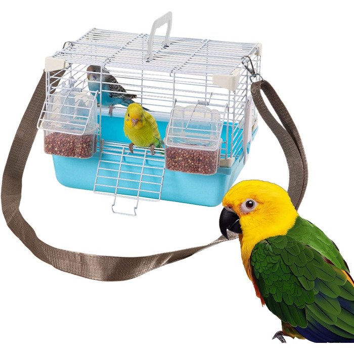 Клітка-переноска Vogel Reisekäfig для хвилястих папужок | Міцна переноска для дрібних тварин, для перевезення та до ветеринара (блакитна)