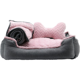 Кімнатне ліжко для собак Ancol – м'яка підстилка з бортиками, 60 x 50 см, рожевий колір