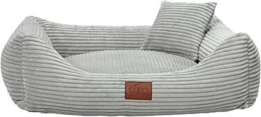 Собаче ліжко Cord знімний чохол, для собак маленьких, середніх та великих порід (Сірий, S 67x52)