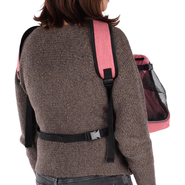 Сумка для собак Xanty на животі – рожева, 29x23x38 см – поліестер