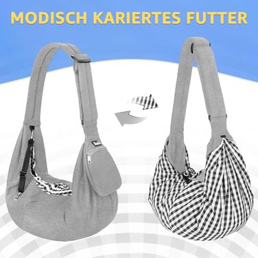 Сумка-переноска для собак SlowTon, сіро-пуловерний матеріал, для собак 4,5-7,2 кг, з регульованим плечовим ременем та передньою кишенею