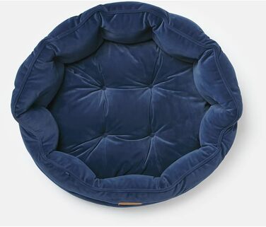 Ліжко для собак Roewood x Joule Chesterfield, невелике, розкішне, з антиковзким дном, додатковою підкладкою та підтримкою, дизайн у стилі Chesterfield, зручне місце для відпочинку (темно-синій, 70x70x27 см)