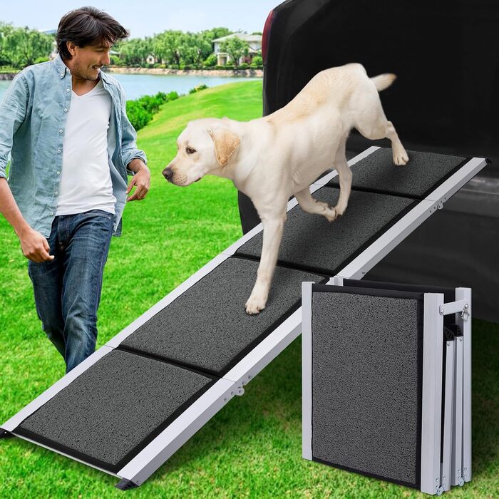 Східці для собак DAISTERN, розкладні, 170 x 44 см, з м'яким килимом, металевий каркас, для собак маленьких, середніх та великих порід