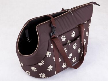 Сумка-переноска DOGGY Hobbydog для собак і котів, 27x25x43 см, коричнева з лапками