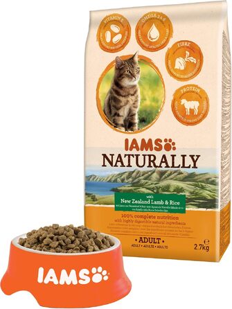 Сухий корм для котів IAMS Naturally з ягням та рисом, 2.7 кг (набір з 2 упаковок)