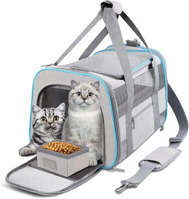 Транспортувальна сумка для котів та собак великих, середніх та малих порід, складна, м'які боки, 25 л, сірий колір