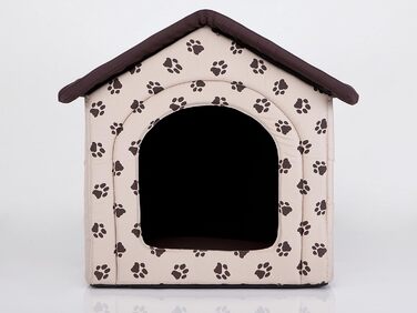 Будиночок для собак і котів HobbyDog, середній, знімний дах, 52x46x53 см, бежевий з лапками, для дому