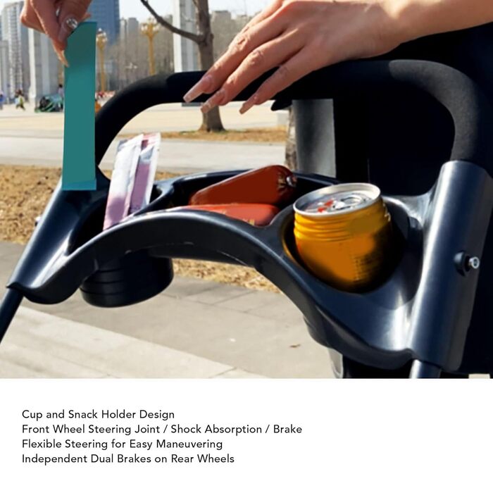 Дитяча та тваринна візок Yctze з 4 колесами, складаний, з кишенькою та тримачем для напоїв