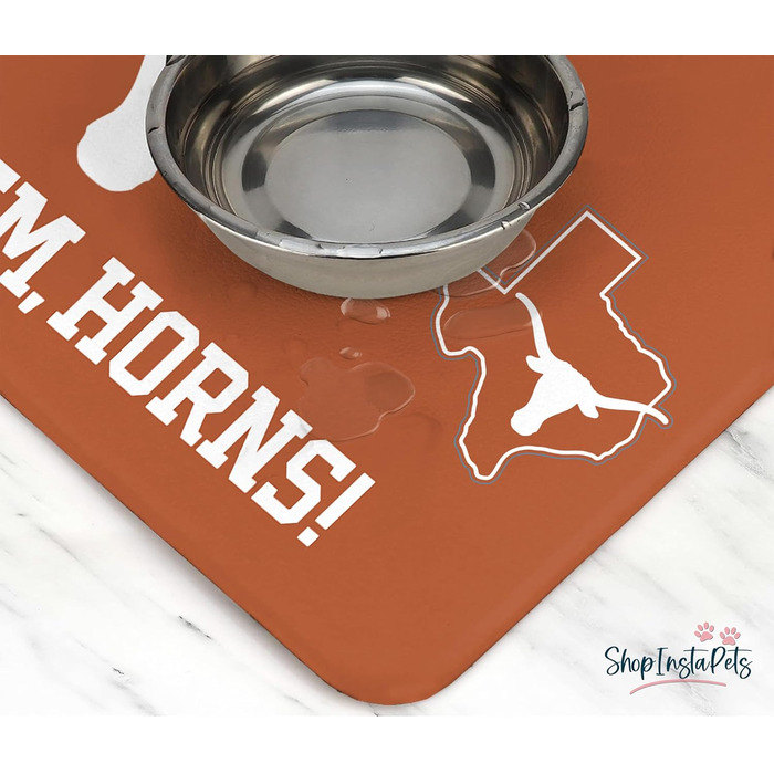 Офіційний килимок для корму та води для собак і котів NCAA Texas Longhorns, 45,7×73,7 см, нековзкий, водонепроникний