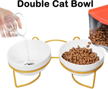 Підвищений годівниця для котів XIKAYA, нахилений на 15°, подвійний, зменшує навантаження на шийні хребти, запобігає розливанню, для котів та кошечок