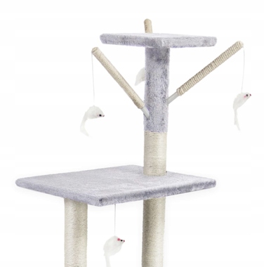 Когтеточка-вежа для котів Pet HOBBY, сіра, 101-160 см, 5 рівнів, сизаль