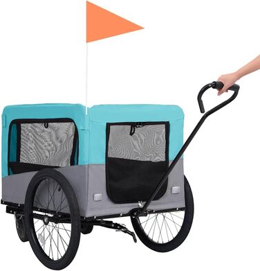 Причіп для собак на велосипеді 2в1 від vidaXL, блакитний