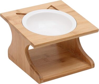 Ергономічна годівниця для котів Limmby з кераміки та бамбукового каркасу | Підвищена годівниця з об'ємом 250 мл