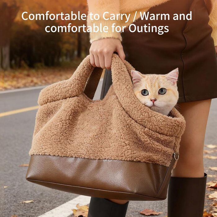 Переноска для собак – м'яка сумка-переноска для маленьких собак, легка та портативна переноска для домашніх тварин, дозволена авіакомпаніями, з сіткою для вентиляції та плечовим ременем, коричнева