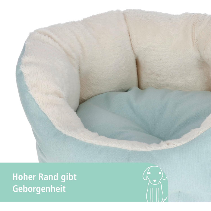 Лежанка для собак та цуценят Kerbl Pet, блакитна, 45x40x20 см, бавовна, поліестер, знімний внутрішній подушкою, антиковзаюча підкладка