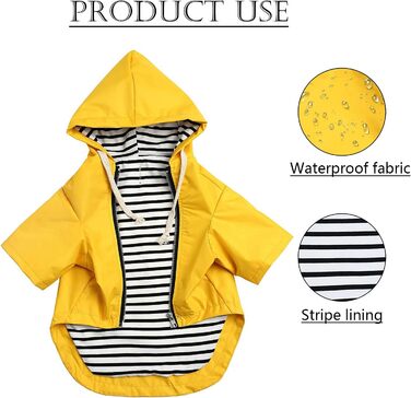 Преміум дощовик для собак Pethiy, водонепроникний дощовик з капюшоном, дощова куртка для собак, жовтий, M