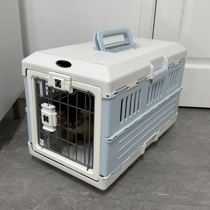 Транспортний бокс для собак та котів, складаний, блакитний, 31.5 x 55 x 36.4 см