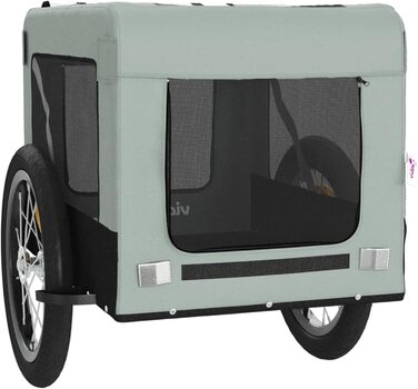 Причіп для велосипеда Gecheer для собак, транспортер для собак з відбивачами та прапором, зручний дизайн, зелено-чорне оксфордське полотно та метал, зелений (63 x 123 x 66 см, сірий)