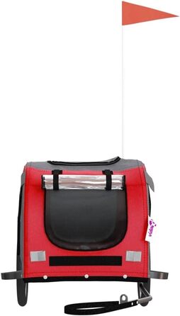 Фарм-причіп для собак Tidyard, 45 кг, з відбивачами, Oxford тканину та залізом (133,5 x 69 x 73,5 см, червоний та сірий)