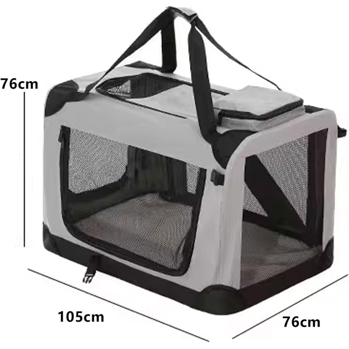 Транспортна сумка для собак і котів, складана переноска з підстилкою, ручками, з оксфордської тканини та сталевим каркасом, з кількома дверцятами (50 x 35 x 35 см)