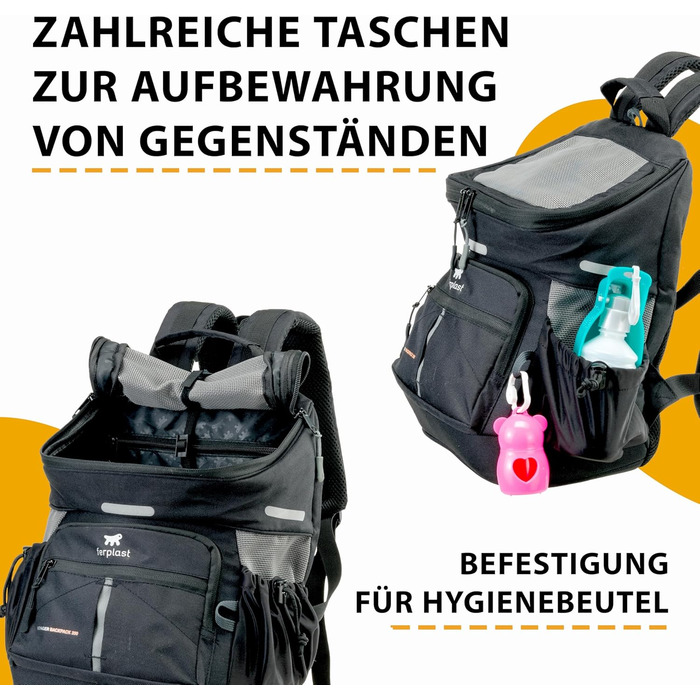 Рюкзак для собак та котів Ferplast Voyager M-L, чорний, до 10 кг, 29 x 21 x 36 см