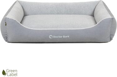 Ліжко для собак Doctor Bark для великих собак - Корзина для собак, яку можна прати - М'яке, пухнасте та затишне ліжко - Міцне та зносостійке - Виготовлено в Німеччині - GreenLabel (XL, 110x85 см, світло-сірий)