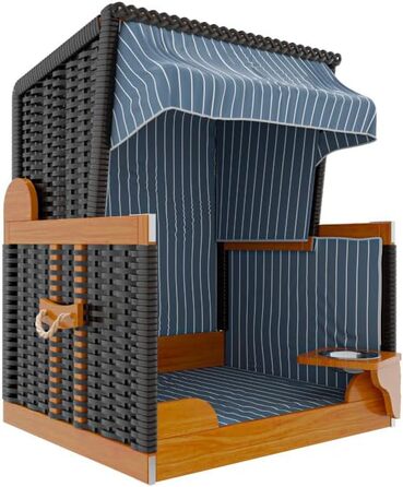 Клітка-лежанка для собак Outgarden з дерева, з водою/мискою та захисним чохлом | Чорна з блакитно-білим | Для маленьких собак