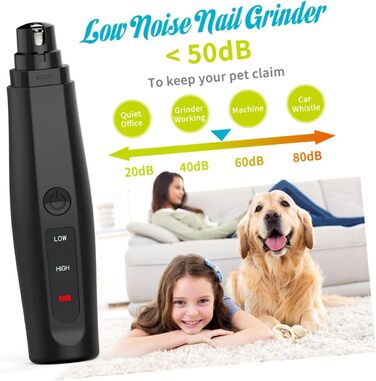 Електричний триммер для когтів домашніх тварин HEMOTON - для собак та котів. Безпечний та зручний у використанні. Чорний колір