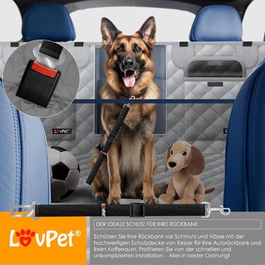 Lovpet® 2в1 водонепроникна накидка для собак на заднє сидіння та багажник з боковим захистом і вікном, універсальний автокилимок для захисту салону, сірий