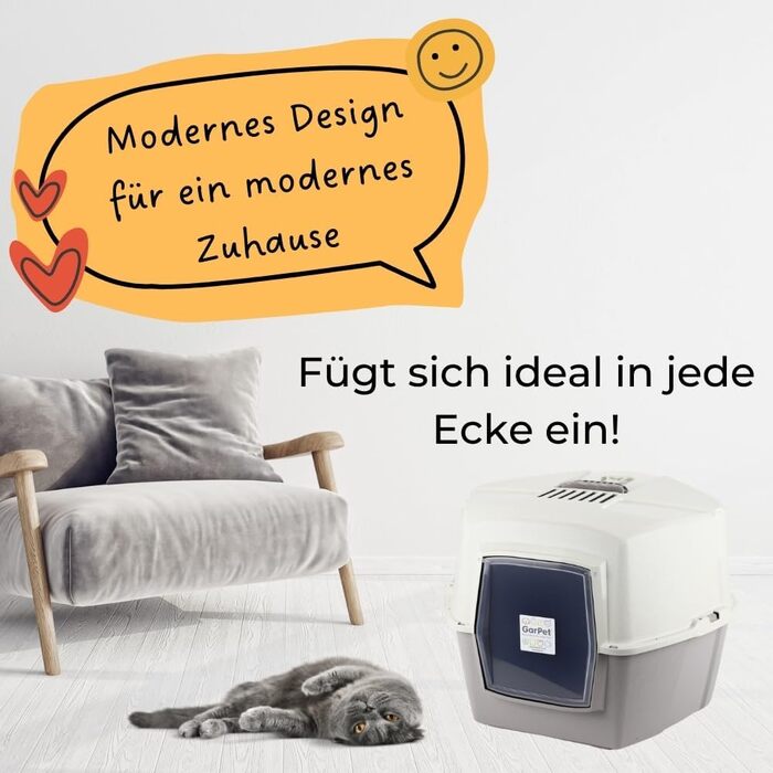 Туалет для котів кутовий XXL з кришкою, великий, з фільтром та лопаткою