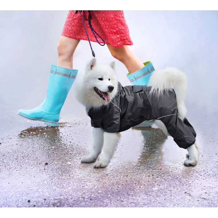 Дощовик для собак Idepet Regenmantel – водонепроникна куртка для собак з капюшоном, чорний, 2XL