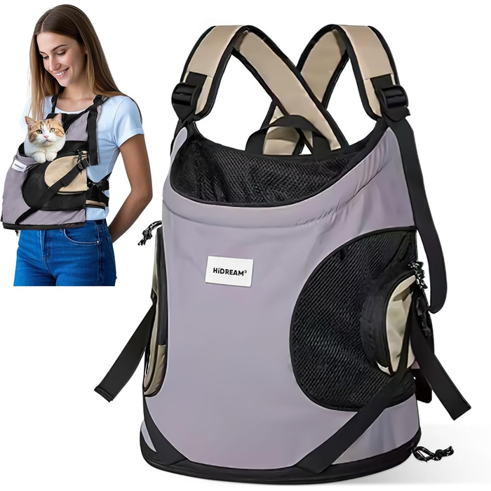 Рюкзак-переноска для собак та котів ALLSOPETS, рюкзак для тварин з інтегрованим ремінцем безпеки, ергономічний, дихаючий, для мотоцикла (блідо-ліловий)