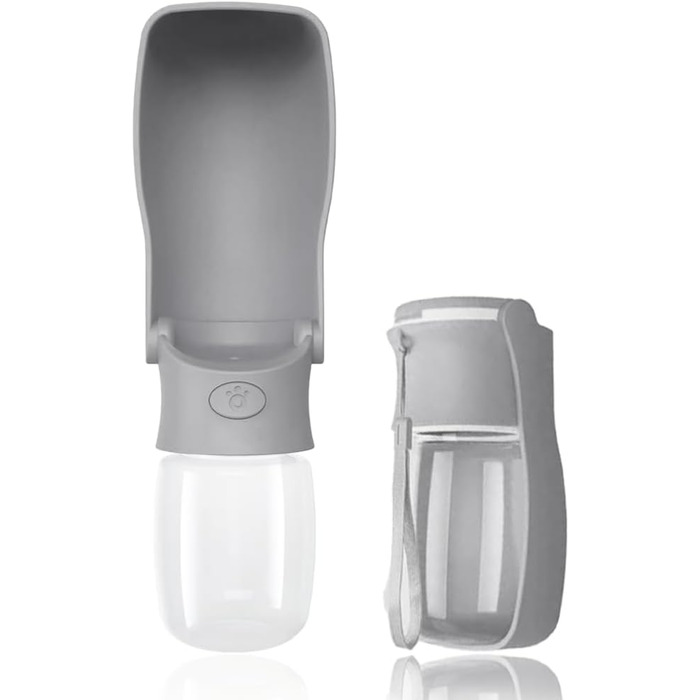 Водяна пляшка для собак на прогулянку 570мл або 350мл - портативна фляга для цуценят, малих, середніх та великих собак (Сірий)